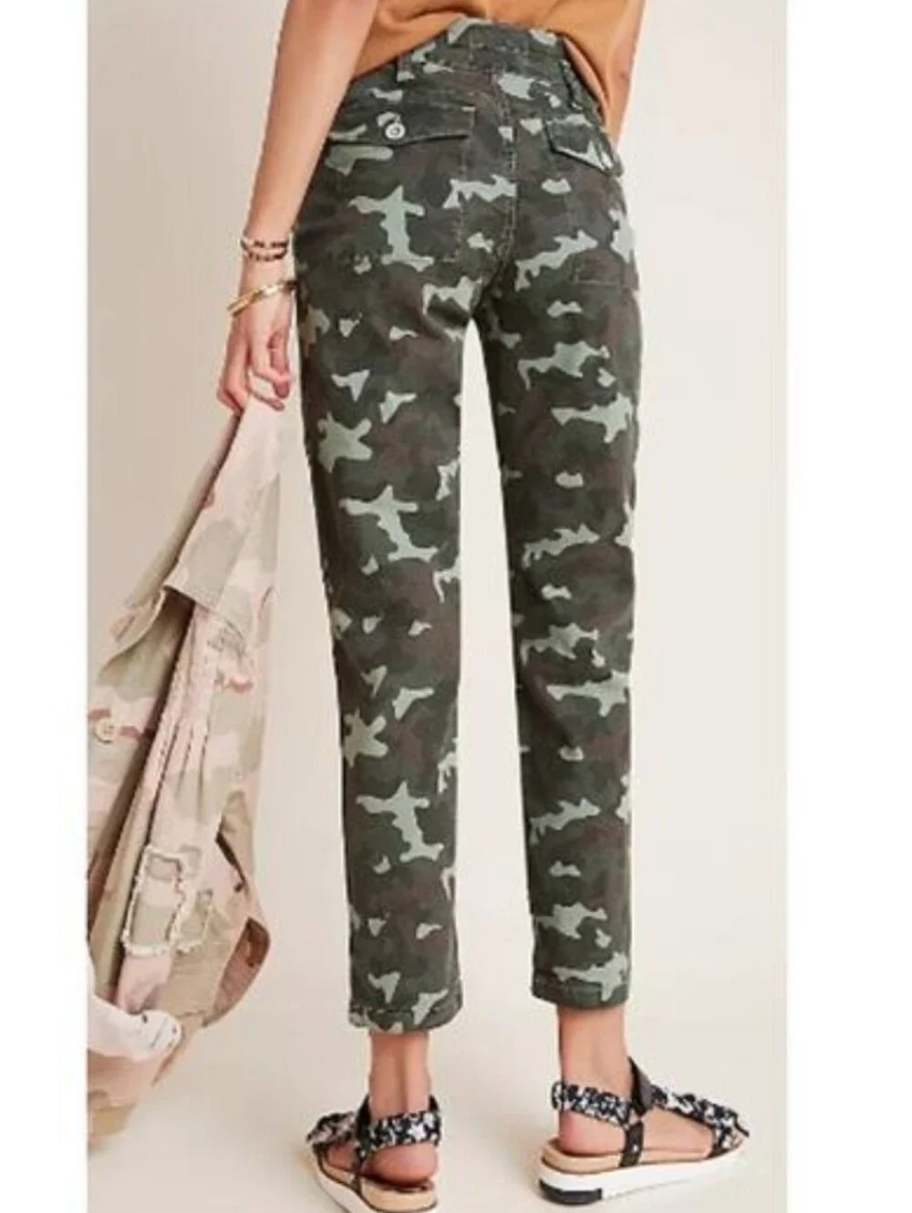 By Anthropologie The Wanderer Camo Print Size 27 Linen Blend